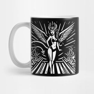 Lino Cut Devil Girl Mug